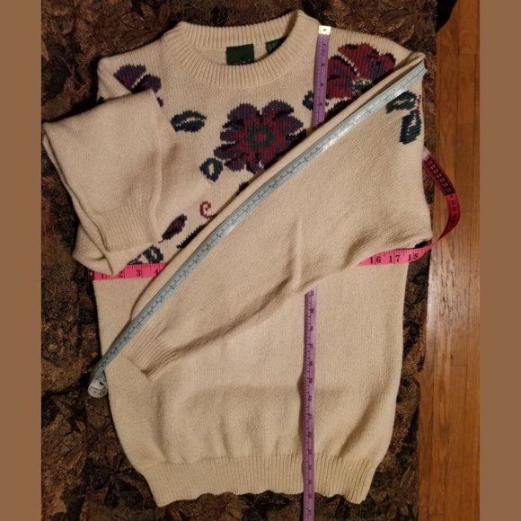 Floral leaf on all sides, S, vintage 80s, wool sweater, Northern Reflections - Picture 3 of 5